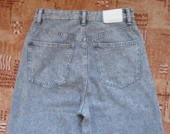 Dámské rifle šedé wide leg high waist Bershka S 36 nové - 4