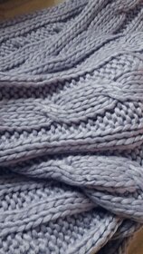 Kvalitní, ručně pletená čepice a šála - šedá - 4