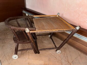 Starožitná dětská skládací stolička stoleček - 4