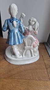 Sousoší - porcelánové sošky rokoko růžová / modrá - 4