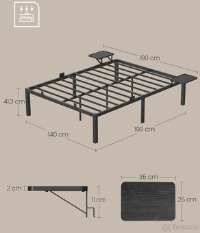 Nová postel s nočními stolky 140x190 cm - 4