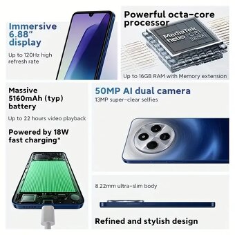 Nový Modrý redmi14C 4+128GB - 4