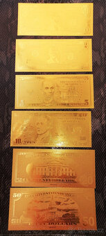 Pozlacená bankovka 24k, suvenýr, modrá bankovka - 4