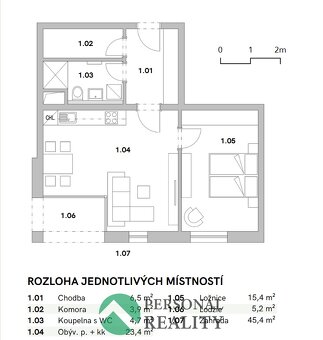 Prodej byty 2+kk, 53 m2, zahrádka 45 m2 - Chlumec nad Cidli - 4