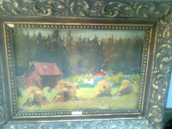 lodní kufr, 2ks, rámy obrazu, selský stůl se šuplíky - 4