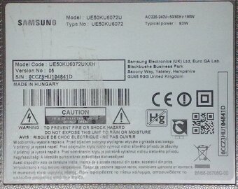 Prodam SMART WiFi TV Samsung UE50KU6072-125cm(50") 4K UHD.Z - 4