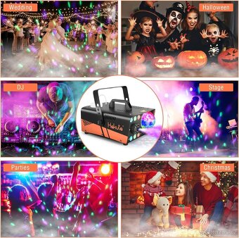 HAKUTA mlhový stroj, 600W s disco koulí a LED RGB světly - 4