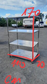 Nerezový regál s 4x polici 110x70x170 cm - 4