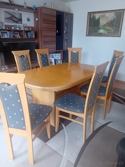 oválný, rozkládací, jídelní stůl, 6x čalouněná židle - 4