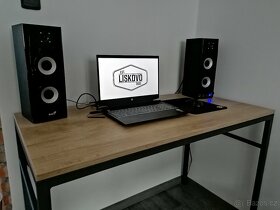Stůl - pc nebo psací, ocelové nohy, deska dub nebraska - 4