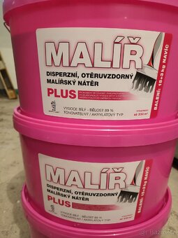 Bílá malířská barva na stěny – 3x 18 kg (nová) - 4