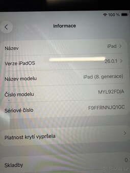 iPad 8. generace 32GB WiFi, krásný stav, baterie 96% - 4