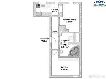 Pronájem byt cihla, 2+kk, OV, 33 m2, ul. Mrázova, Litoměřice - 4