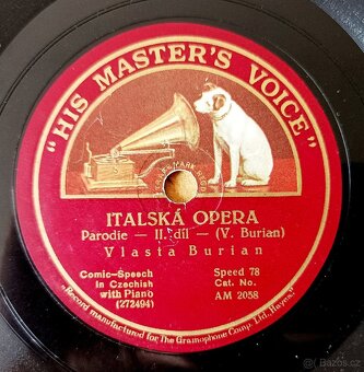 Vlasta Burian - stará šelaková gramodeska z roku 1929 - 4