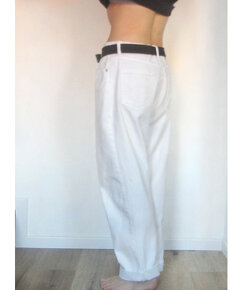 Vintage 90's bílé dámské džíny volné - 4