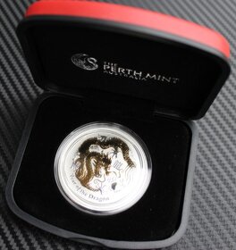 1 oz Rok Draka 2012 zlacený reliéf stříbrná mince - 4