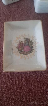 LUXUSNÍ VINTAGE PORCELÁNOVÝ SET ZAPALOVAČ KRABIČKA A 2 POPEL - 4