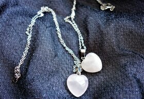 Srdíčko růženín ametyst, křišťál ocel. náhrdelník na krk - 4