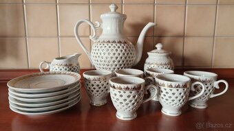 Luxusní prolamovaný čajový servis - Made in D.P.R.K. - 4