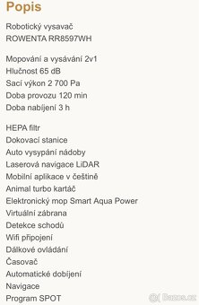 Robotický vysavač ROWENTA RR8597WH nový nerozbalený. - 4