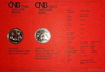 ČNB zlatá mince - Řetězový most ve Stádlci Proof - 1/4 oz - 4