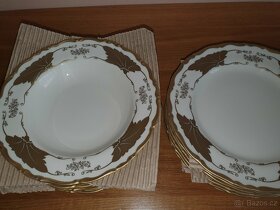 Talířová sada bílá nebo slonová kost zlatý matný lem - 4