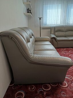 Kožená sedací souprava DUBAJ LUX 3+2 (tmavší šedá) - 4