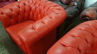 CHESTERFIELD ŠTÝL,KOŽENÁ SEDAČKA ČERVENÁ - 4