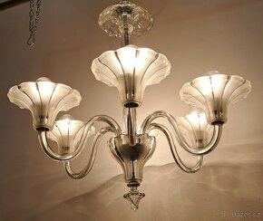 Starožitný lustr, Art Deco,  celoskleněný - 4