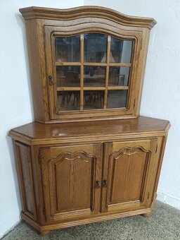 Rustikální příborník / rohová komoda + vitrína, masív - 4