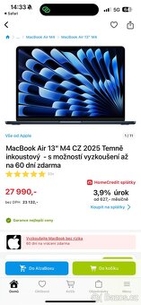 NOVÝ, ZÁRUKA Apple MacBook Air 13,6" (2025), M4, 16GB, 256G - 4