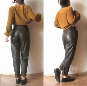 Vintage 80s/90s kožené dámské kalhoty - 4