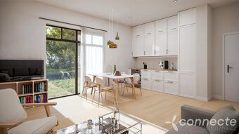 Prodej bytu 2+kk 46,7 m2 se zahrádkou, parkovacím stáním a k - 4