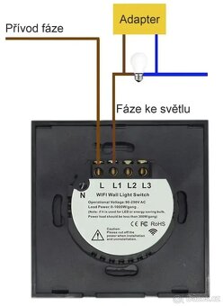 Dvoutlačítkový dotykový WiFi vypínač bez "nuly" - Tuya + R - 4
