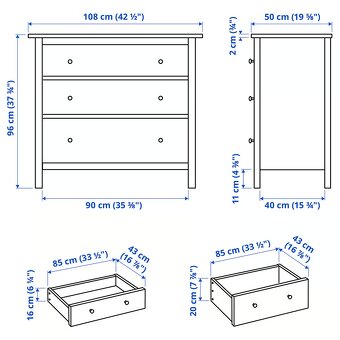 Prodáme Ikea HEMNES komodu se 3 zásuvkami, používanou - 4