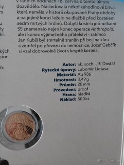 Zlatý dukát Jozef Gabčík a Jan Kubiš proof - 4