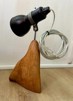 UPCYKL lampa bakelit na dřevě PRŮHLEDNÁ EL.ŠŇŮRA FUNKČNÍ - 4