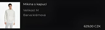 Mikina s kapucí - krémová (bílá) - 4