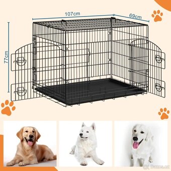 EUGAD Klec pro malé psy, Přepravní klec 108 x 76 x 69 cm - 4