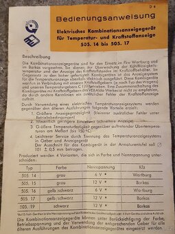 Barkas sdružený ukazatel teploty, paliva a kontrolky - 4