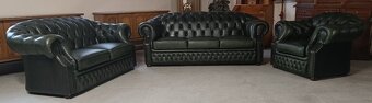 Kožená, Chesterfield(originál)sedací souprava 3+2+1. TOP - 4