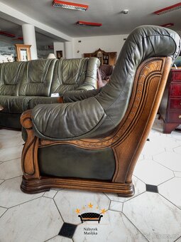 Sedací kožená souprava 3+2+1 2x el relax - kůže, dřevo - 4
