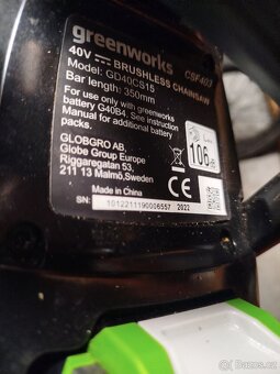AKU Řetězová pila Greenworks Gd40cs15 40V - 4