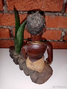 Starožitná dřevěná soška černoušek. Afrika. - 4