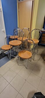 Barové židle chrom-třešeń - 4