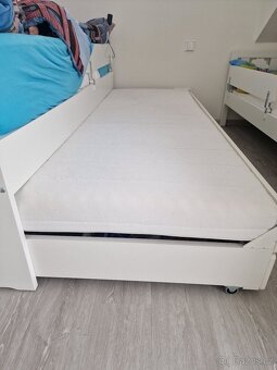 SLÄKT Lůžko, bílá, 90x200 cm, SLÄKT Rám, 2xLURÖY rošt, - 4