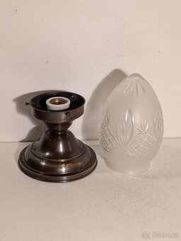 mosazný secesní lustr vybrušované matové stínidlo až 2ks - 4