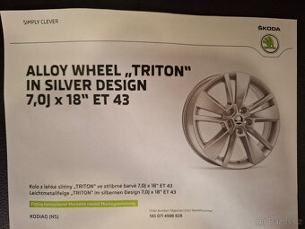 Nové orig. alu disky Škoda Kodiaq 7x18 ET43 5x112 4ks - 4