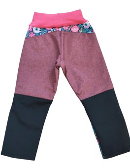 Dětské softshellové kalhoty kytičky vel.98 - 4