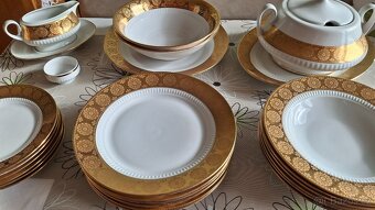 luxusní 25 dílná zlatá jídelní souprava porcelánu - 4